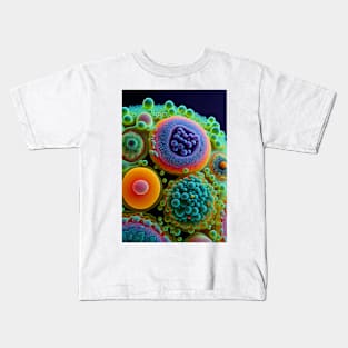 Discover the Origins of Life: Microscopic Art Featuring Protocells, Vesicles, and Primordial Foam Kids T-Shirt